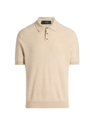 Vince Men's Colorblocked Feed-Stripe Cotton-Cashmere Polo Shirt | Thumbnail 1 Vince Men's Colorblocked Feed-Stripe Cotton-Cashmere Polo Shirt | Thumbnail 1