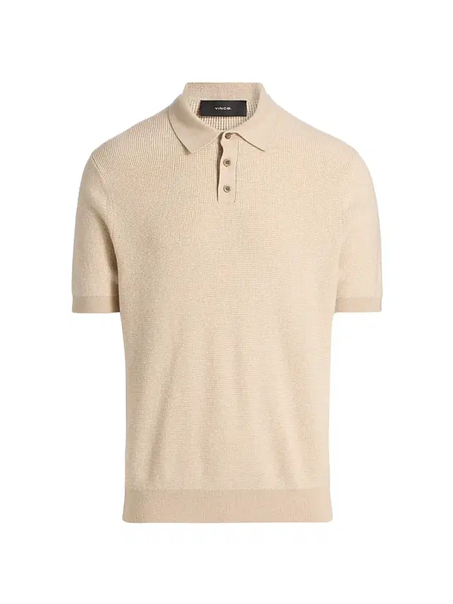 Men's Colorblocked Feed-Stripe Cotton-Cashmere Polo Shirt - Pecan