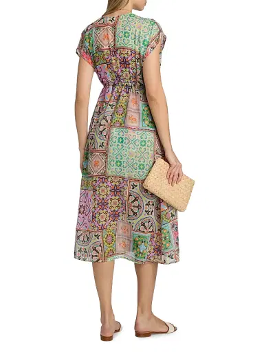 Johnny Was Women's Lanthe Print V-Neck Caftan Dress - Lanthe - Size Large | Thumbnail 4 Johnny Was Women's Lanthe Print V-Neck Caftan Dress - Lanthe - Size Large | Thumbnail 4