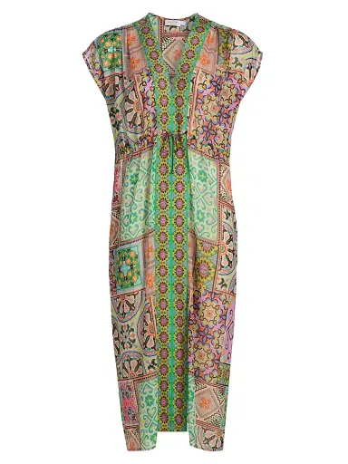 Johnny Was Women's Lanthe Print V-Neck Caftan Dress - Lanthe - Size Large | Thumbnail 1 Johnny Was Women's Lanthe Print V-Neck Caftan Dress - Lanthe - Size Large | Thumbnail 1
