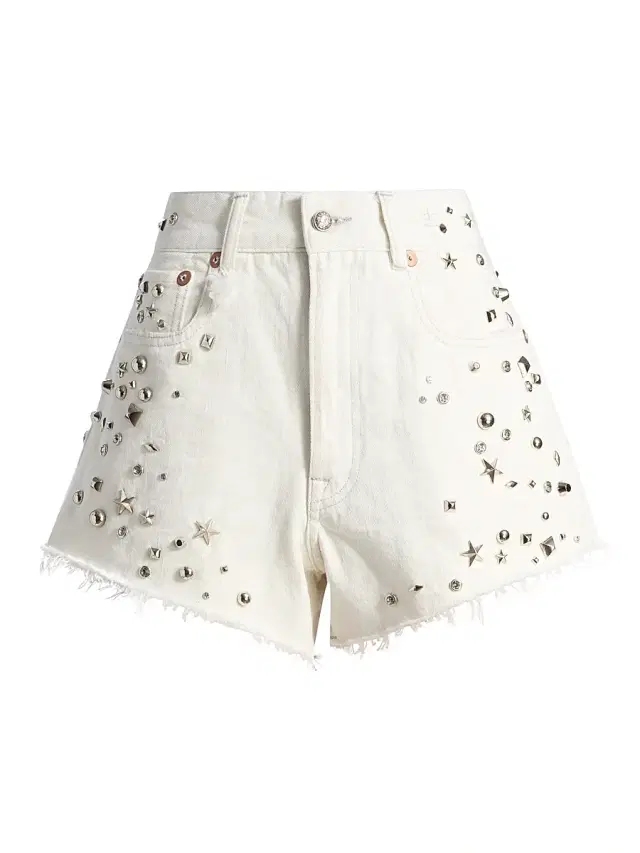 Women's Studded Boyfriend Shorts - Cement White