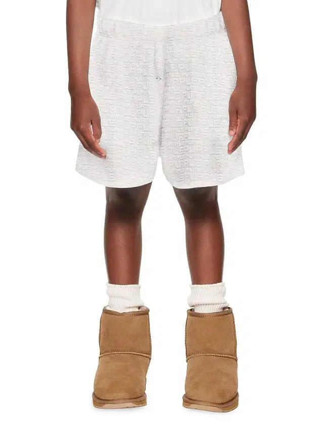 Little Boy's & Boy's Textured Logo Jacquard Shorts - Off White
