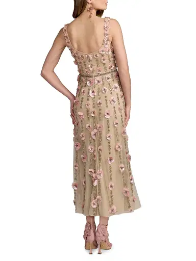 Mac Duggal Women's 3D Floral-Embellished Midi-Dress - Beige Rose - Size 14 | Thumbnail 2