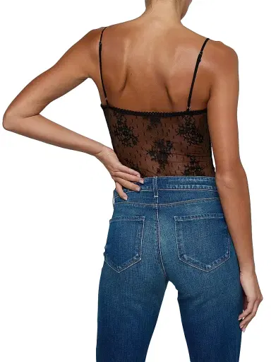 L'Agence Women's Kaelith Lace Bodysuit - Black - Size Large | Thumbnail 5