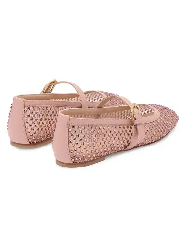 Stuart Weitzman Women's Bareitall Crystal-Embellished Mesh Mary Janes - Blushful - Size 7.5 | Thumbnail 3 Stuart Weitzman Women's Bareitall Crystal-Embellished Mesh Mary Janes - Blushful - Size 7.5 | Thumbnail 3
