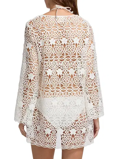 Milly Women's Viara Crochet-Knit Cover-Up Minidress | Thumbnail 4