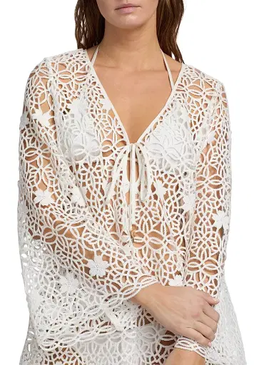 Milly Women's Viara Crochet-Knit Cover-Up Minidress - White - Size Large | Thumbnail 5