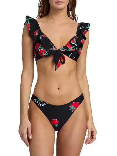 Milly Women's Pomodoro Ruffle Bikini Top - Size Large | Thumbnail 3