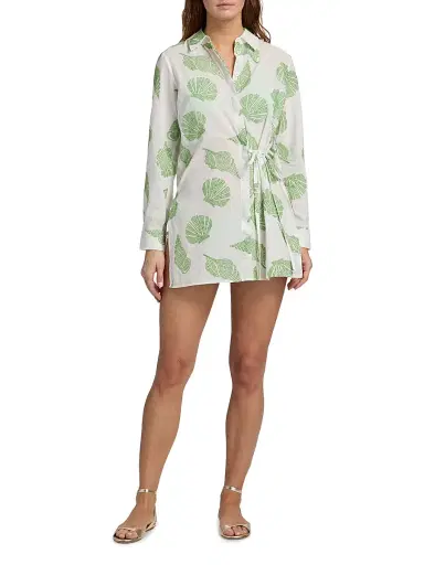 Milly Women's Cleo Embroidered Cotton Cover-Up Minidress - Size Large | Thumbnail 2 Milly Women's Cleo Embroidered Cotton Cover-Up Minidress - Size Large | Thumbnail 2