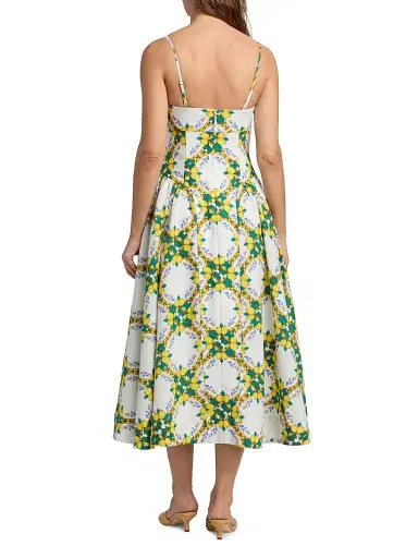 Milly Women's Livna Lemon Lattice Midi-Dress - Yellow Multi | Thumbnail 5