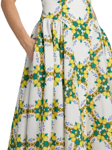 Milly Women's Livna Lemon Lattice Midi-Dress - Yellow Multi | Thumbnail 7
