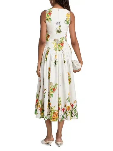 Hemant & Nandita Women's Botanical Print Stretch-Cotton Midi-Dress - White - Size XL | Thumbnail 5 Hemant & Nandita Women's Botanical Print Stretch-Cotton Midi-Dress - White - Size XL | Thumbnail 5