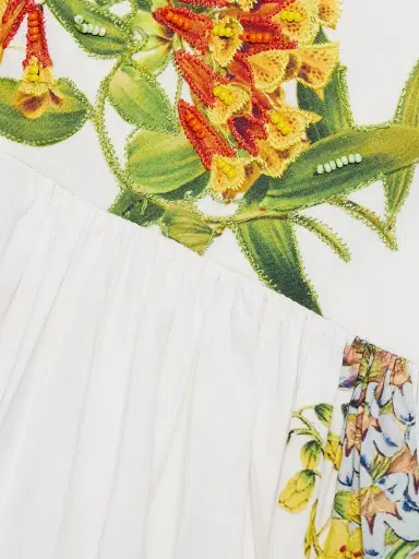 Hemant & Nandita Women's Botanical Print Stretch-Cotton Midi-Dress - White - Size XL | Thumbnail 7 Hemant & Nandita Women's Botanical Print Stretch-Cotton Midi-Dress - White - Size XL | Thumbnail 7
