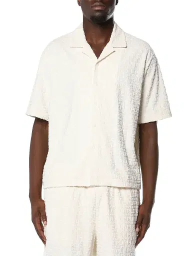 Purple Brand Men's Embossed Logo Terry-Towel Shirt - Off White - Size XXL | Thumbnail 1 Purple Brand Men's Embossed Logo Terry-Towel Shirt - Off White - Size XXL | Thumbnail 1