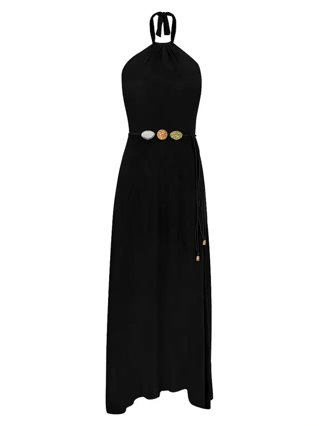 ViX by Paula Hermanny Women's Lelia Medallion Waist Maxi Dress - Black