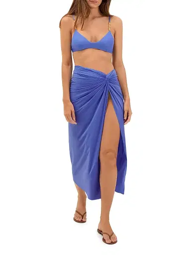 ViX by Paula Hermanny Women's Karen Side-Twist Midi-Skirt - Blue - Size Large | Thumbnail 2