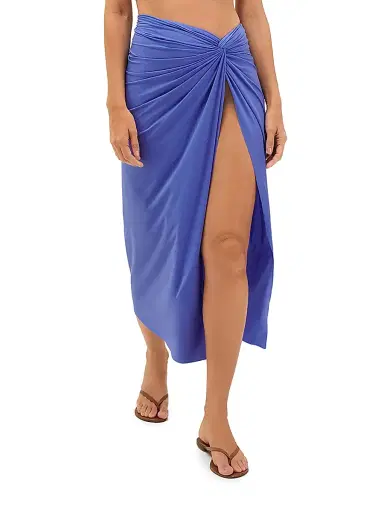 ViX by Paula Hermanny Women's Karen Side-Twist Midi-Skirt - Blue - Size Large | Thumbnail 3