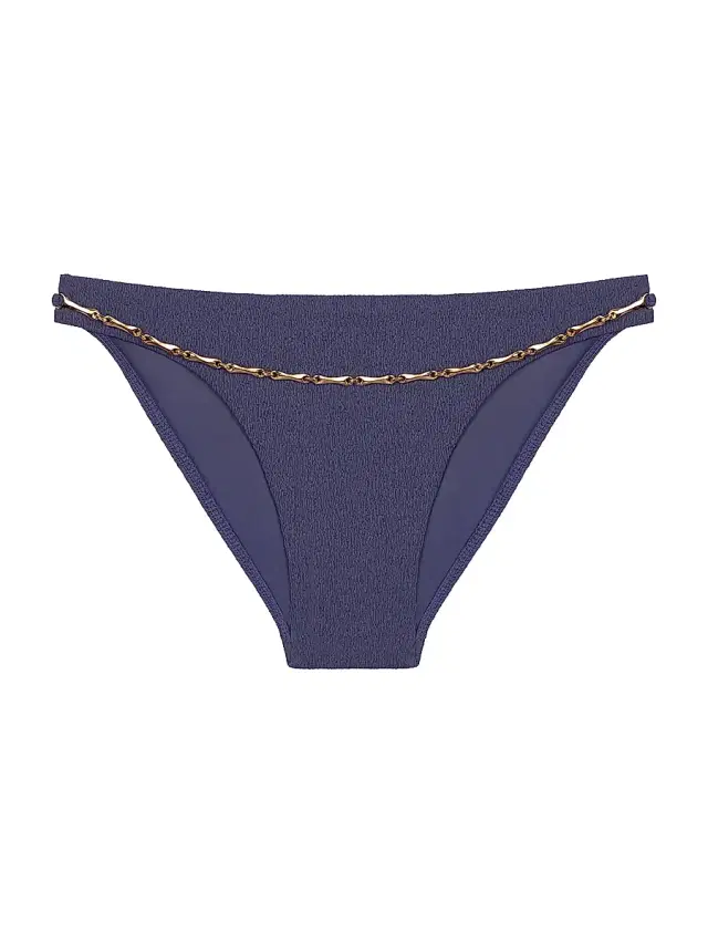 Women's Bell Crinkle Chain Bikini Bottom - Blue