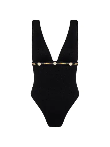 ViX by Paula Hermanny Women's Edith Embellished Brazilian-Cut One-Piece Swimsuit - Black - Size XL | Thumbnail 1 ViX by Paula Hermanny Women's Edith Embellished Brazilian-Cut One-Piece Swimsuit - Black - Size XL | Thumbnail 1