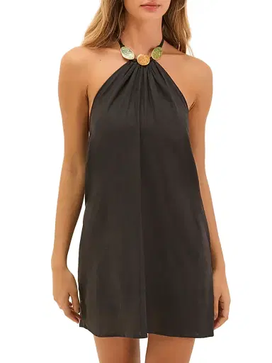 ViX by Paula Hermanny Women's Aiden Medallion Neck Minidress - Black | Thumbnail 2