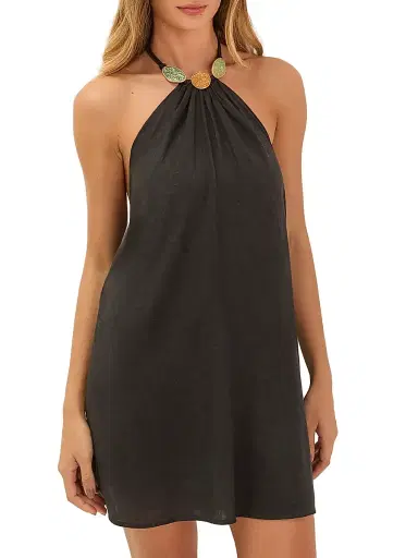 ViX by Paula Hermanny Women's Aiden Medallion Neck Minidress - Black | Thumbnail 4