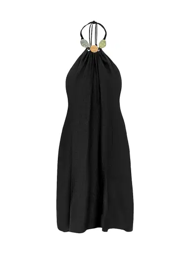 ViX by Paula Hermanny Women's Aiden Medallion Neck Minidress - Black | Thumbnail 1