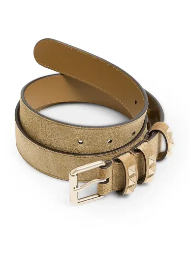 Valentino Garavani Women's Rockstud Suede Belt, 30MM - Havana Beige - Size Large | Thumbnail 2