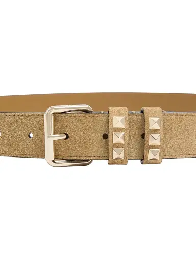 Valentino Garavani Women's Rockstud Suede Belt, 30MM - Havana Beige - Size Large | Thumbnail 3