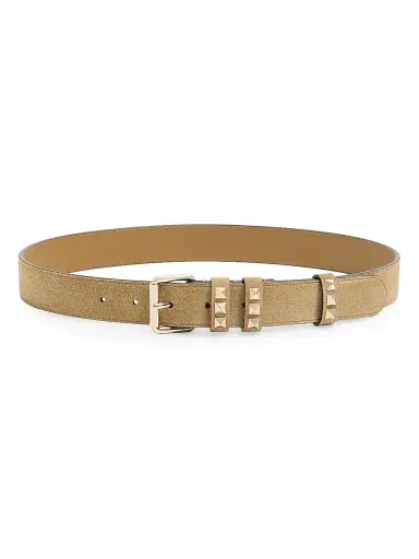 Valentino Garavani Women's Rockstud Suede Belt, 30MM - Havana Beige - Size Large | Thumbnail 1