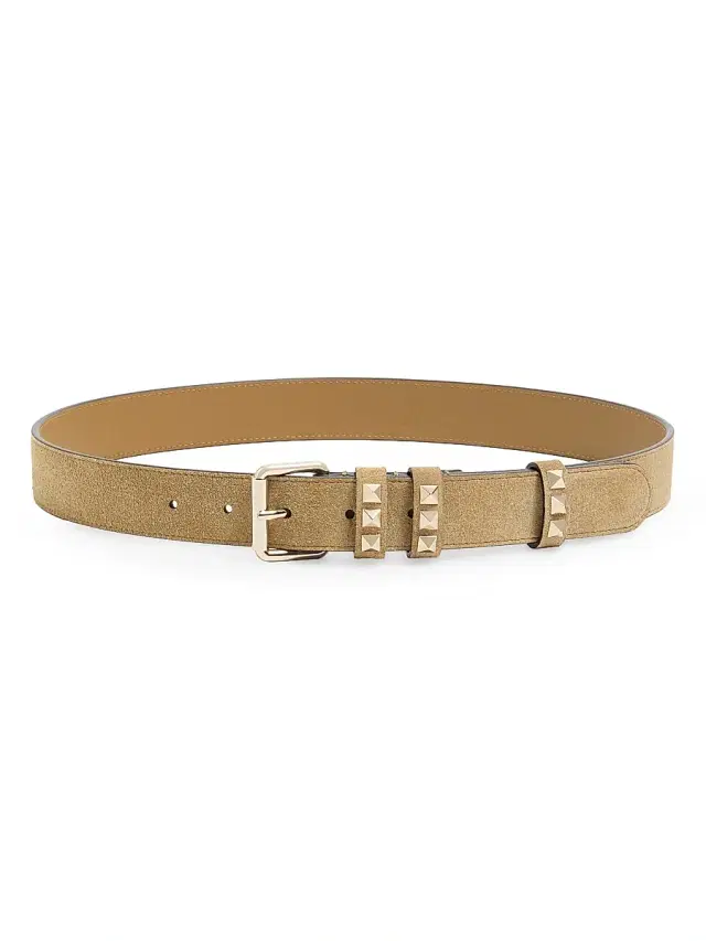 Valentino Garavani Women's Rockstud Suede Belt, 30MM - Havana Beige