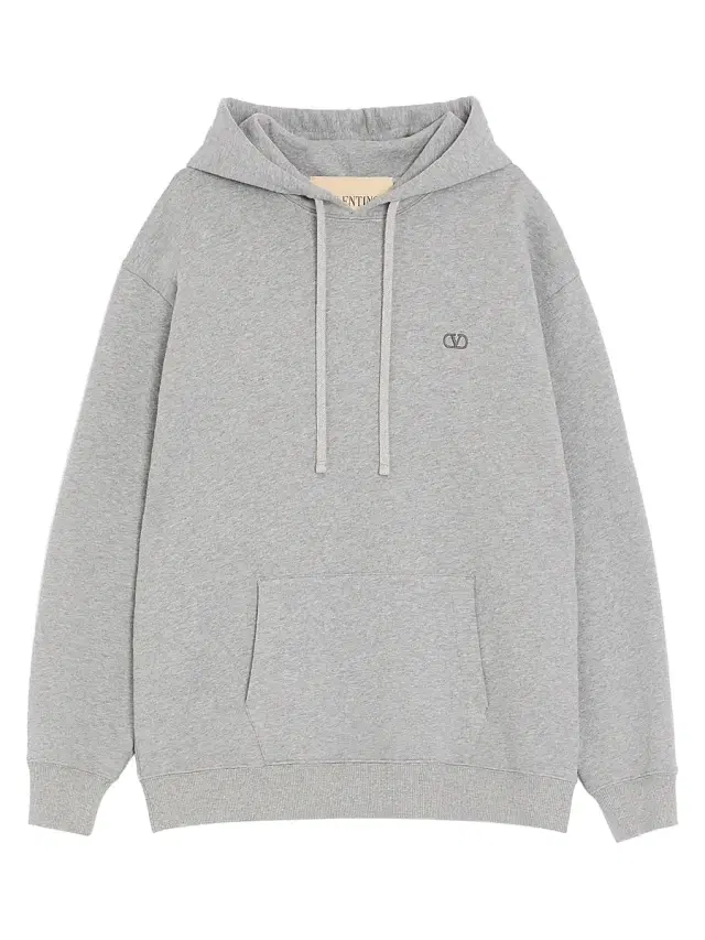 Men's Cotton Hoodie with VLogo Embroidery - Grey