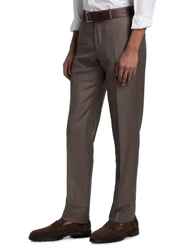 Giorgio Armani Men's Crease-Front Virgin Wool Trousers - Iron - Size 40 | Thumbnail 4