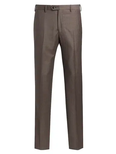 Giorgio Armani Men's Crease-Front Virgin Wool Trousers | Thumbnail 1