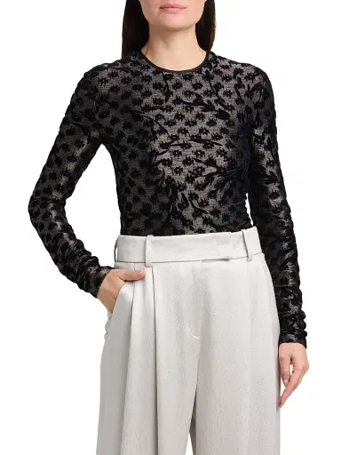 Giorgio Armani Women's Floral Metallic Burnout Top - Dark Navy - Size 14 | Thumbnail 3 Giorgio Armani Women's Floral Metallic Burnout Top - Dark Navy - Size 14 | Thumbnail 3