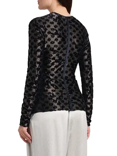Giorgio Armani Women's Floral Metallic Burnout Top - Dark Navy - Size 14 | Thumbnail 5 Giorgio Armani Women's Floral Metallic Burnout Top - Dark Navy - Size 14 | Thumbnail 5