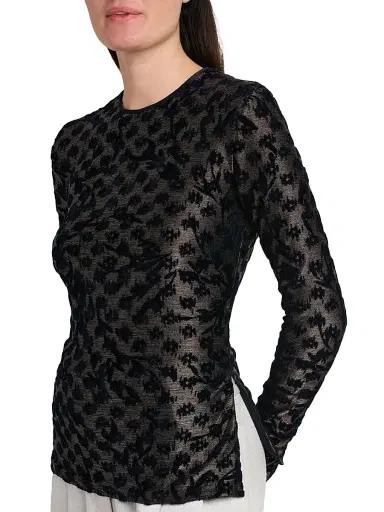 Giorgio Armani Women's Floral Metallic Burnout Top - Dark Navy - Size 14 | Thumbnail 6 Giorgio Armani Women's Floral Metallic Burnout Top - Dark Navy - Size 14 | Thumbnail 6