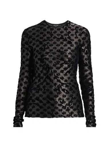 Giorgio Armani Women's Floral Metallic Burnout Top - Dark Navy - Size 14 | Thumbnail 1 Giorgio Armani Women's Floral Metallic Burnout Top - Dark Navy - Size 14 | Thumbnail 1