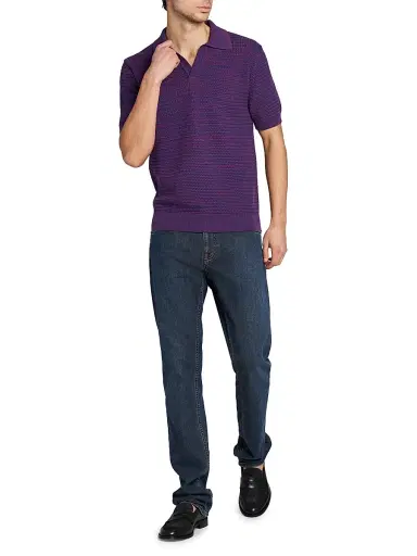 Etro Men's Roma Knit Polo Shirt | Thumbnail 2 Etro Men's Roma Knit Polo Shirt | Thumbnail 2
