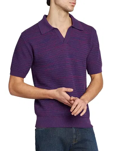 Etro Men's Roma Knit Polo Shirt | Thumbnail 4 Etro Men's Roma Knit Polo Shirt | Thumbnail 4
