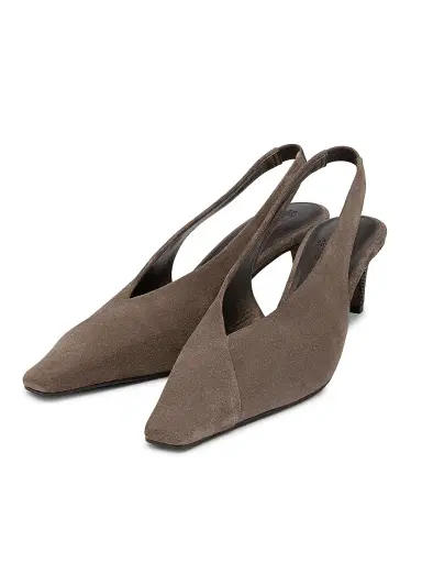Brunello Cucinelli Women's Suede Snip-Toe Slingback Pumps | Thumbnail 2