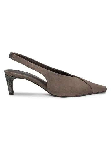 Brunello Cucinelli Women's Suede Snip-Toe Slingback Pumps | Thumbnail 1