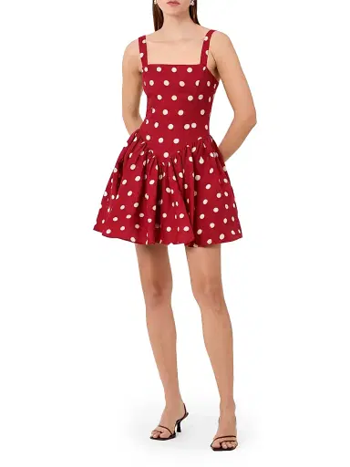 NICHOLAS Women's Vittoria Polka Dot Linen-Blend Minidress | Thumbnail 2 NICHOLAS Women's Vittoria Polka Dot Linen-Blend Minidress | Thumbnail 2