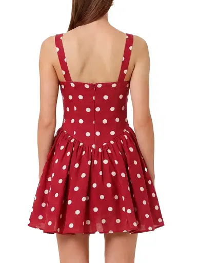 NICHOLAS Women's Vittoria Polka Dot Linen-Blend Minidress | Thumbnail 4 NICHOLAS Women's Vittoria Polka Dot Linen-Blend Minidress | Thumbnail 4