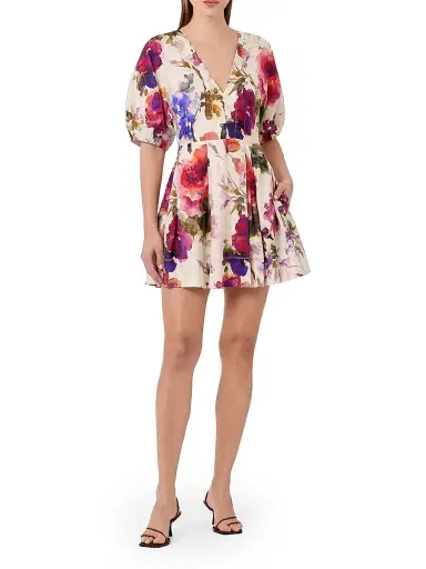 NICHOLAS Women's Josefa Linen-Blend A-Line Minidress - Watercolor Floral | Thumbnail 2