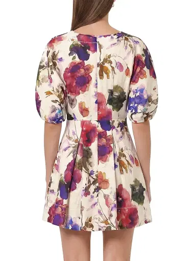 NICHOLAS Women's Josefa Linen-Blend A-Line Minidress - Watercolor Floral | Thumbnail 4