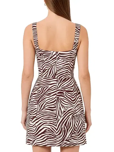 NICHOLAS Women's Alina Printed Linen-Blend A-Line Minidress - Striata Print | Thumbnail 4