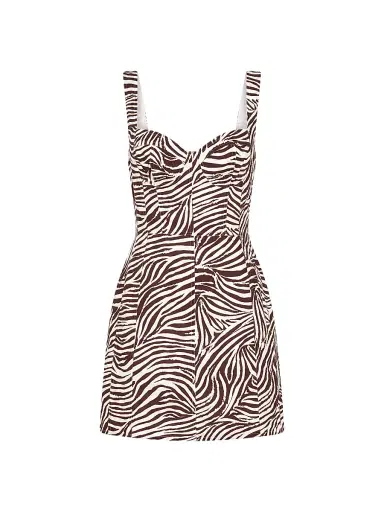 NICHOLAS Women's Alina Printed Linen-Blend A-Line Minidress - Striata Print | Thumbnail 1