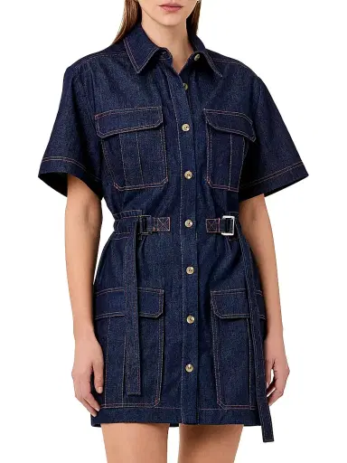 NICHOLAS Women's Rianne Cotton Denim Mini-Shirtdress - Indigo | Thumbnail 3
