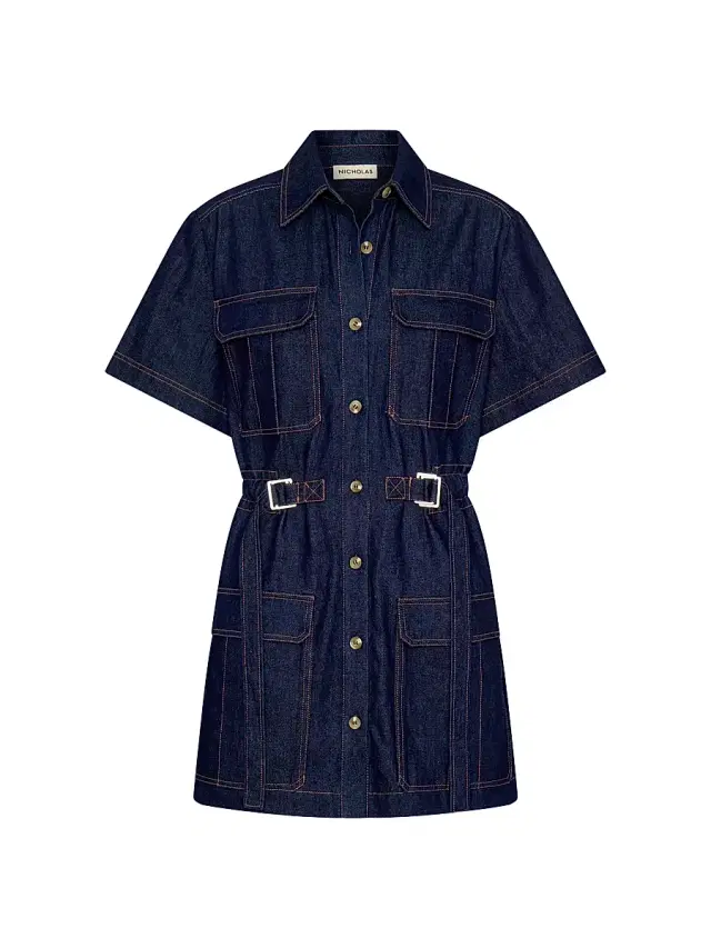 NICHOLAS Women's Rianne Cotton Denim Mini-Shirtdress - Indigo