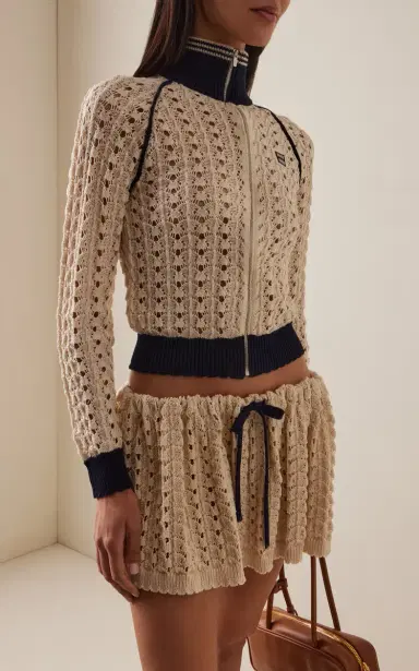 Miu Miu Crocheted Cotton Jacket | Thumbnail 2 Miu Miu Crocheted Cotton Jacket | Thumbnail 2